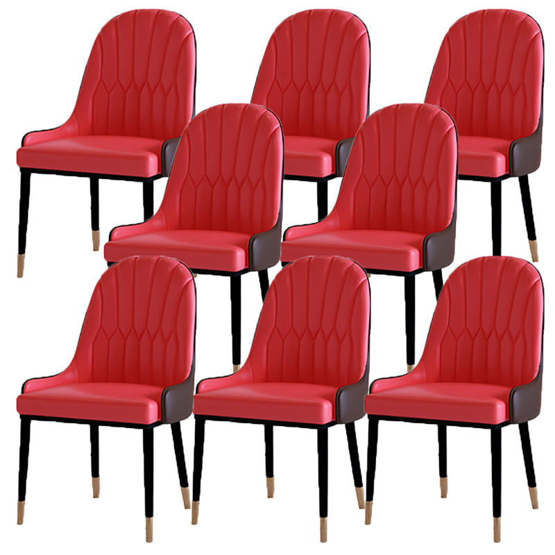 Contemporary Side Chair Upholstered Armless Faux Leather Dining Chairs Red 8 Piece Set Clearhalo 'Dining Chairs' 'Dining Tables & Seating' 'dining_chair' 'furn' 'furn_dining_chair' 'Furniture' 'Kitchen & Dining Furniture' 6390384