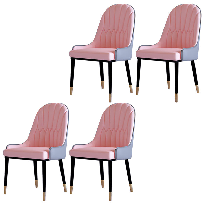 Contemporary Side Chair Upholstered Armless Faux Leather Dining Chairs Pink 4 Piece Set Clearhalo 'Dining Chairs' 'Dining Tables & Seating' 'dining_chair' 'furn' 'furn_dining_chair' 'Furniture' 'Kitchen & Dining Furniture' 6390387