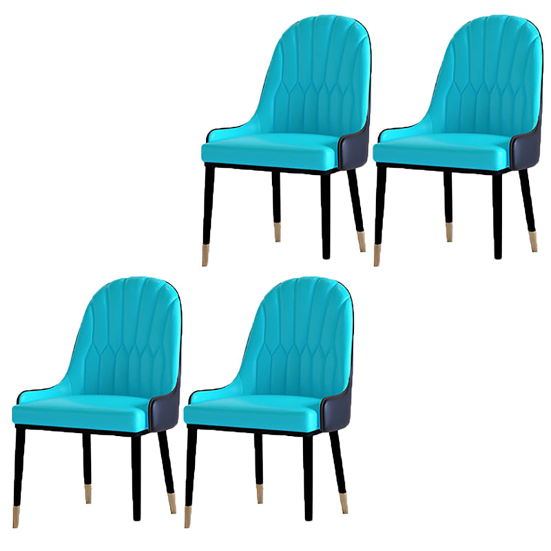 Contemporary Side Chair Upholstered Armless Faux Leather Dining Chairs Blue 4 Piece Set Clearhalo 'Dining Chairs' 'Dining Tables & Seating' 'dining_chair' 'furn' 'furn_dining_chair' 'Furniture' 'Kitchen & Dining Furniture' 6390401