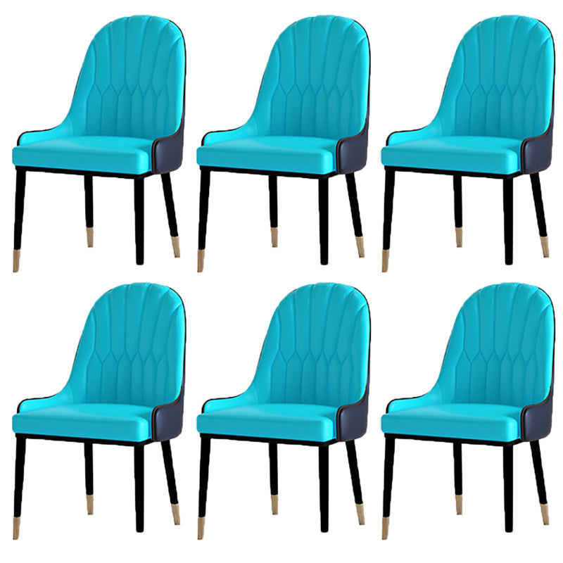 Contemporary Side Chair Upholstered Armless Faux Leather Dining Chairs Blue 6 Piece Set Clearhalo 'Dining Chairs' 'Dining Tables & Seating' 'dining_chair' 'furn' 'furn_dining_chair' 'Furniture' 'Kitchen & Dining Furniture' 6390402