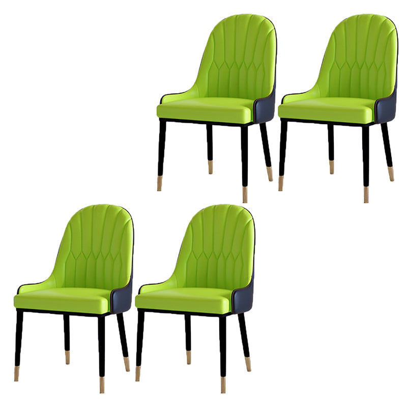 Contemporary Side Chair Upholstered Armless Faux Leather Dining Chairs Green 4 Piece Set Clearhalo 'Dining Chairs' 'Dining Tables & Seating' 'dining_chair' 'furn' 'furn_dining_chair' 'Furniture' 'Kitchen & Dining Furniture' 6390405