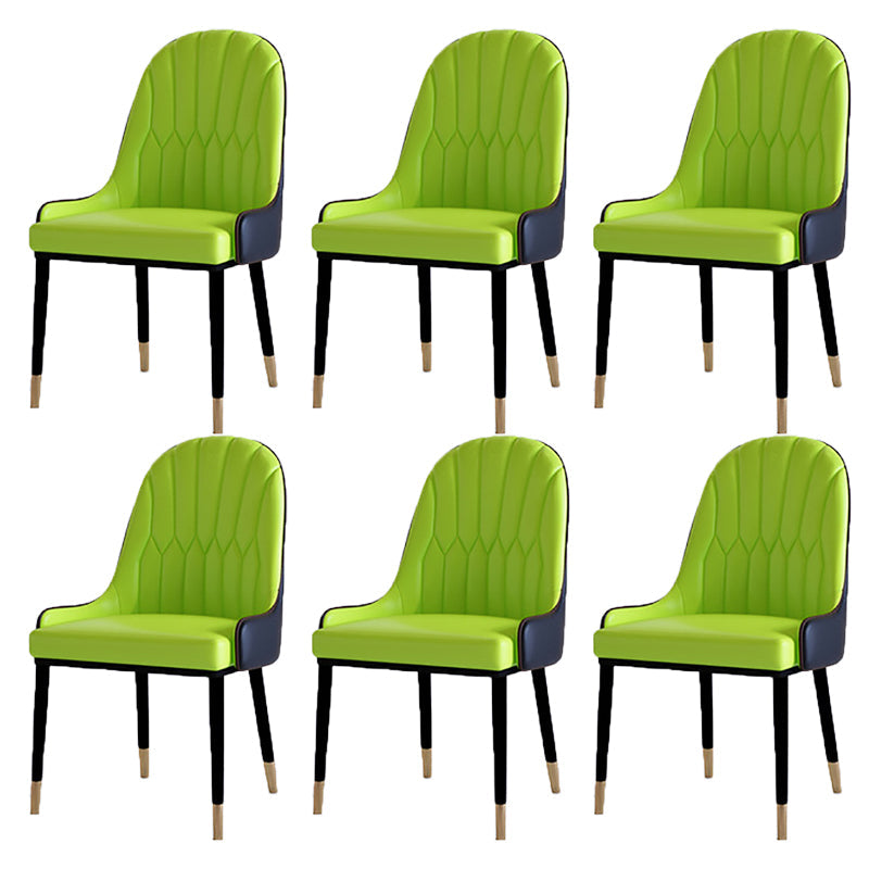 Contemporary Side Chair Upholstered Armless Faux Leather Dining Chairs Green 6 Piece Set Clearhalo 'Dining Chairs' 'Dining Tables & Seating' 'dining_chair' 'furn' 'furn_dining_chair' 'Furniture' 'Kitchen & Dining Furniture' 6390406
