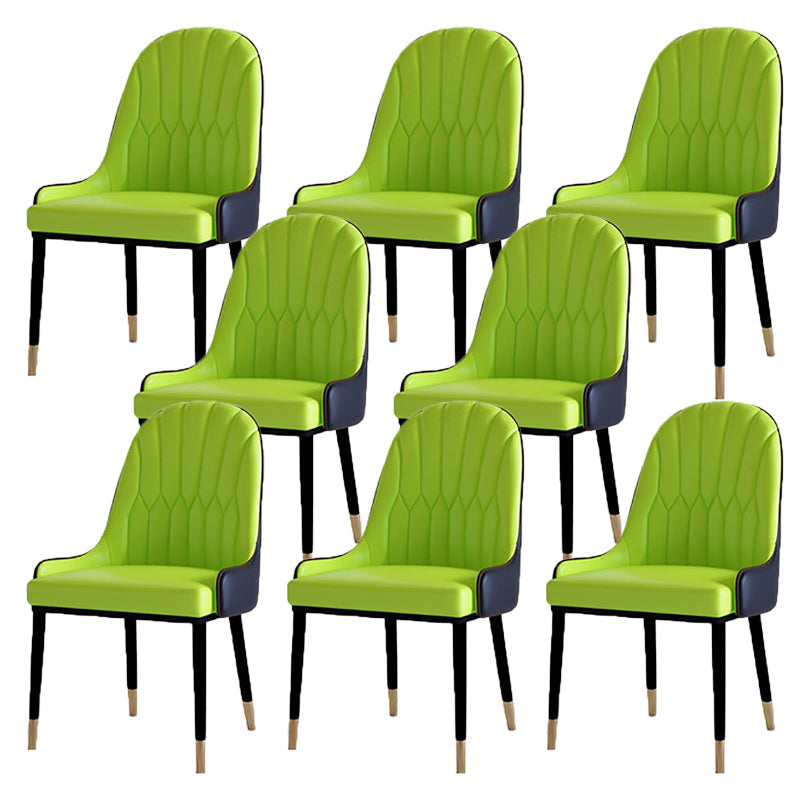 Contemporary Side Chair Upholstered Armless Faux Leather Dining Chairs Green 8 Piece Set Clearhalo 'Dining Chairs' 'Dining Tables & Seating' 'dining_chair' 'furn' 'furn_dining_chair' 'Furniture' 'Kitchen & Dining Furniture' 6390407