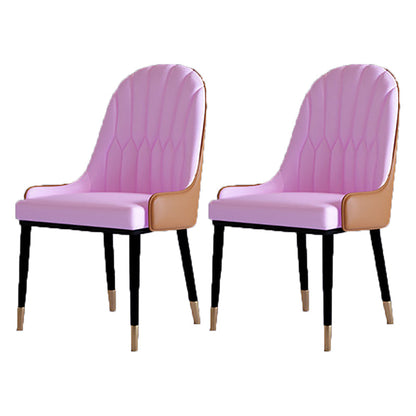 Contemporary Side Chair Upholstered Armless Faux Leather Dining Chairs Purple 2 Piece Set Clearhalo 'Dining Chairs' 'Dining Tables & Seating' 'dining_chair' 'furn' 'furn_dining_chair' 'Furniture' 'Kitchen & Dining Furniture' 6390408