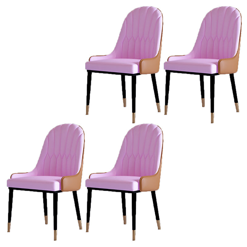 Contemporary Side Chair Upholstered Armless Faux Leather Dining Chairs Purple 4 Piece Set Clearhalo 'Dining Chairs' 'Dining Tables & Seating' 'dining_chair' 'furn' 'furn_dining_chair' 'Furniture' 'Kitchen & Dining Furniture' 6390409