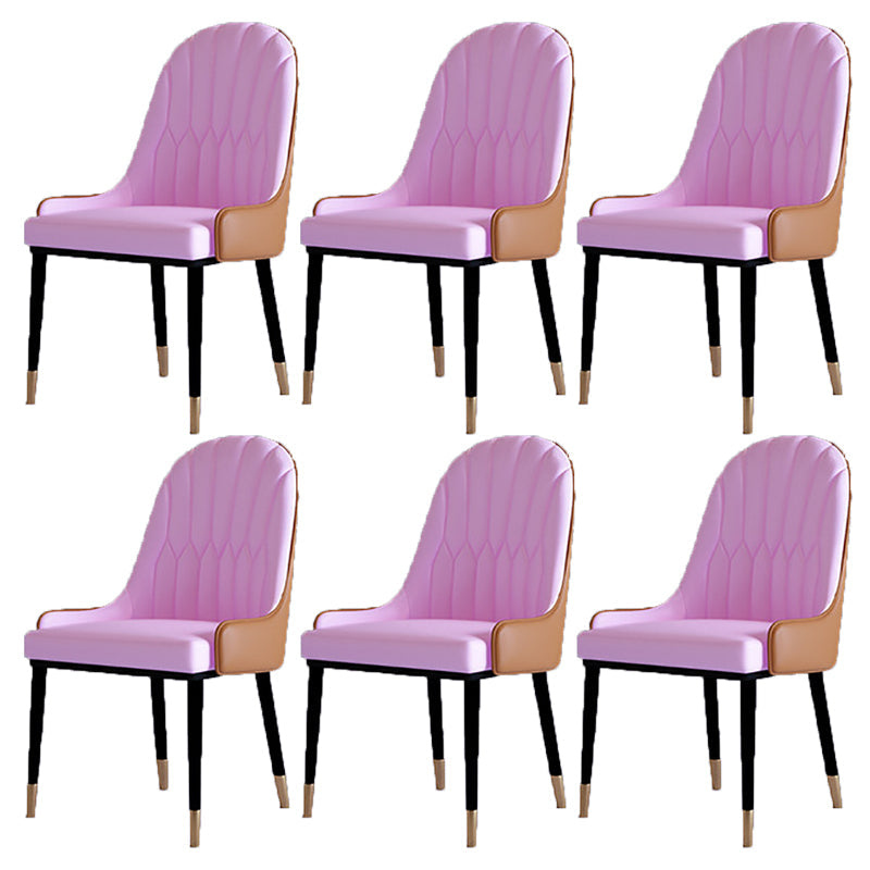 Contemporary Side Chair Upholstered Armless Faux Leather Dining Chairs Purple 6 Piece Set Clearhalo 'Dining Chairs' 'Dining Tables & Seating' 'dining_chair' 'furn' 'furn_dining_chair' 'Furniture' 'Kitchen & Dining Furniture' 6390410
