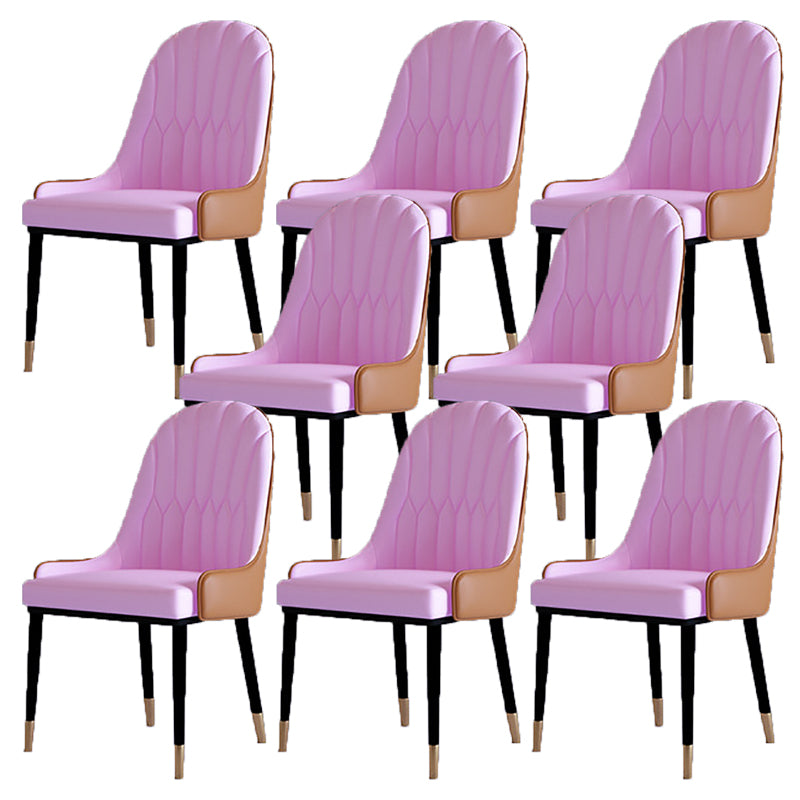 Contemporary Side Chair Upholstered Armless Faux Leather Dining Chairs Purple 8 Piece Set Clearhalo 'Dining Chairs' 'Dining Tables & Seating' 'dining_chair' 'furn' 'furn_dining_chair' 'Furniture' 'Kitchen & Dining Furniture' 6390411