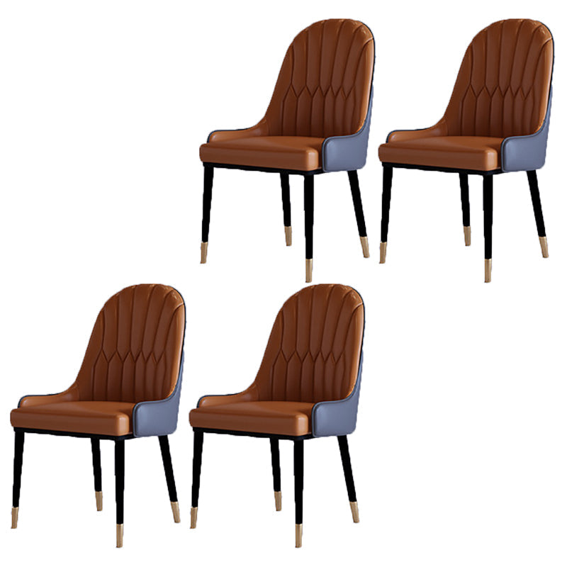 Contemporary Side Chair Upholstered Armless Faux Leather Dining Chairs Coffee 4 Piece Set Clearhalo 'Dining Chairs' 'Dining Tables & Seating' 'dining_chair' 'furn' 'furn_dining_chair' 'Furniture' 'Kitchen & Dining Furniture' 6390413