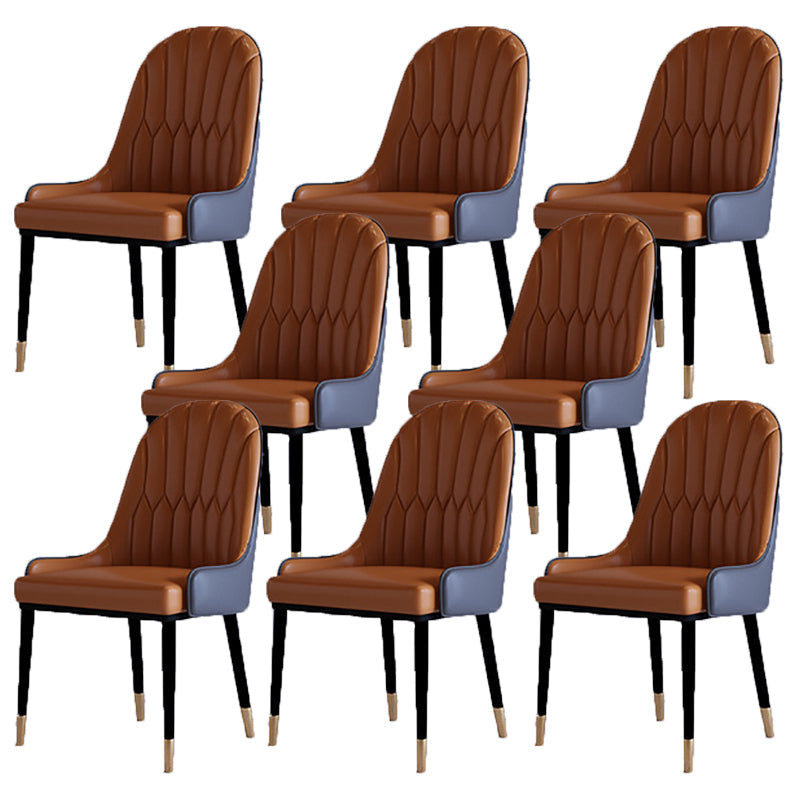 Contemporary Side Chair Upholstered Armless Faux Leather Dining Chairs Coffee 8 Piece Set Clearhalo 'Dining Chairs' 'Dining Tables & Seating' 'dining_chair' 'furn' 'furn_dining_chair' 'Furniture' 'Kitchen & Dining Furniture' 6390415