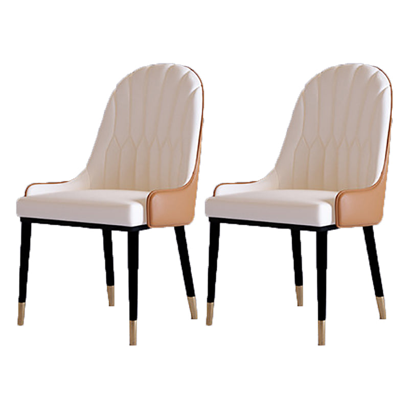 Contemporary Side Chair Upholstered Armless Faux Leather Dining Chairs Off-White 2 Piece Set Clearhalo 'Dining Chairs' 'Dining Tables & Seating' 'dining_chair' 'furn' 'furn_dining_chair' 'Furniture' 'Kitchen & Dining Furniture' 6390420
