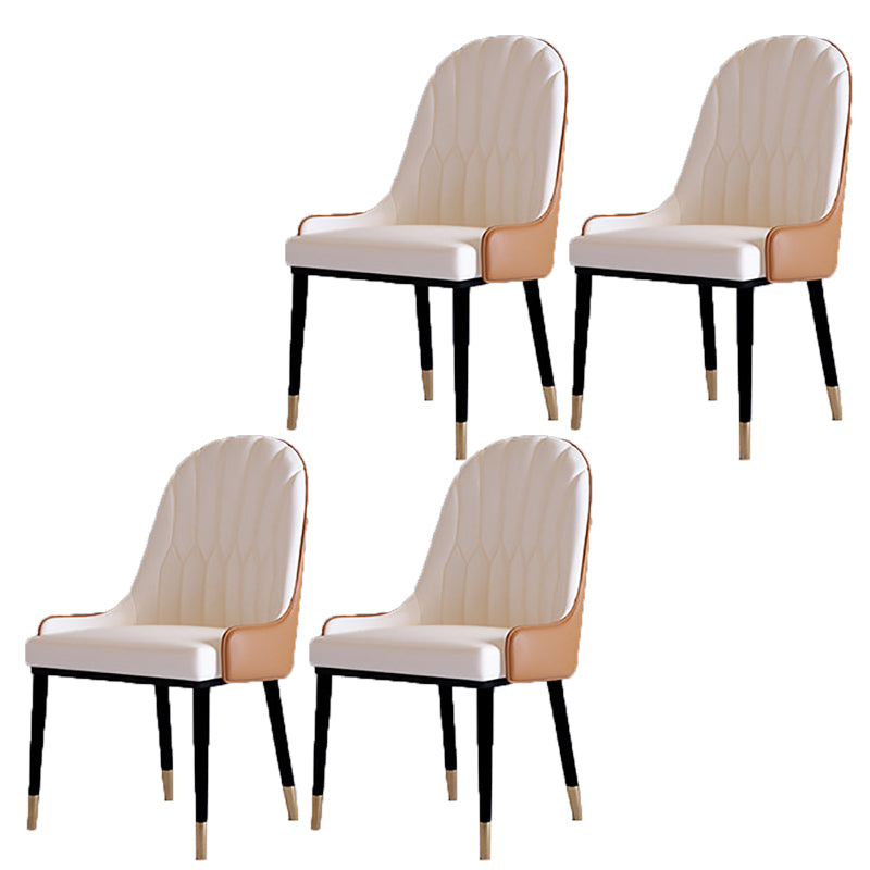 Contemporary Side Chair Upholstered Armless Faux Leather Dining Chairs Off-White 4 Piece Set Clearhalo 'Dining Chairs' 'Dining Tables & Seating' 'dining_chair' 'furn' 'furn_dining_chair' 'Furniture' 'Kitchen & Dining Furniture' 6390421