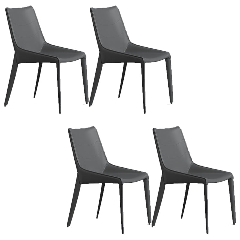 Chaise de style moderne en cuir en cuir chaise latéral avec base en métal