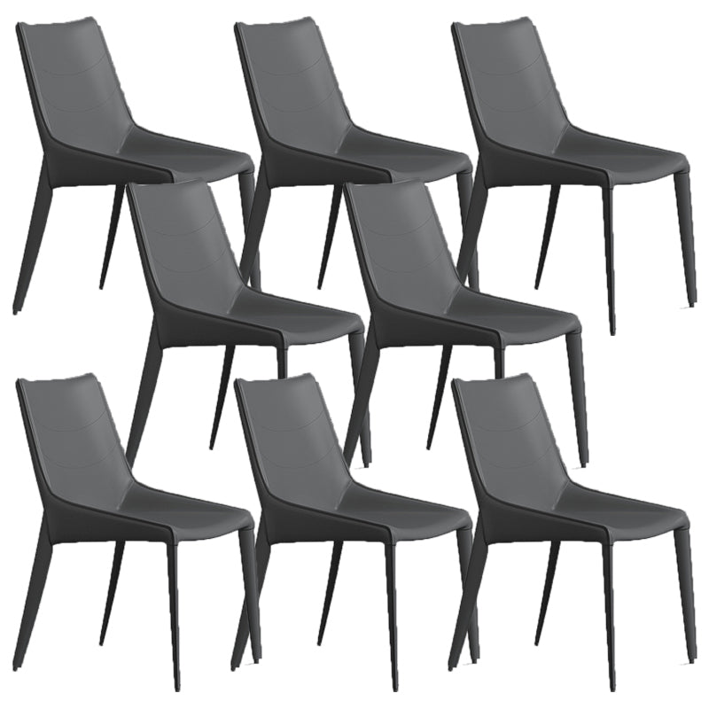 Chaise de style moderne en cuir en cuir chaise latéral avec base en métal