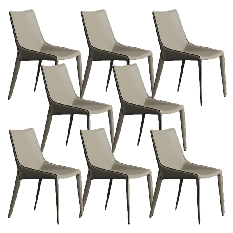 Chaise de style moderne en cuir en cuir chaise latéral avec base en métal