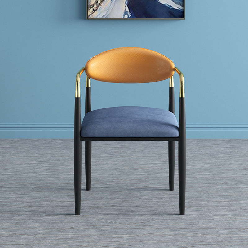 Glam -arm stoel metalen benen open achterste eetkamerstoel voor thuisgebruik