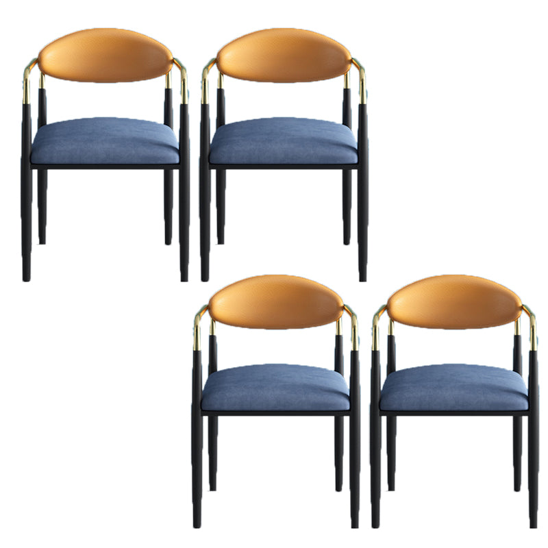 Glam -arm stoel metalen benen open achterste eetkamerstoel voor thuisgebruik