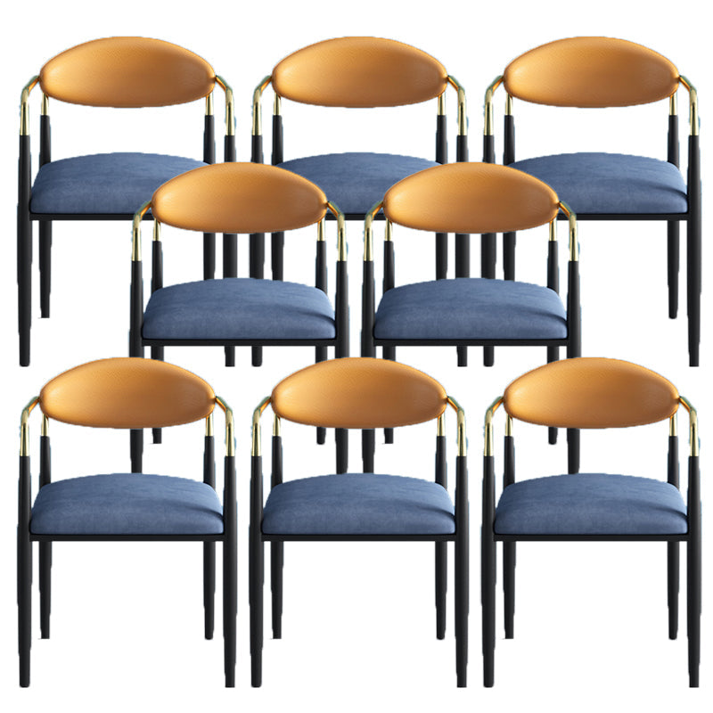 Glam -arm stoel metalen benen open achterste eetkamerstoel voor thuisgebruik