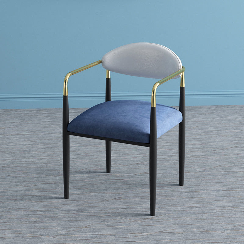 Glam -arm stoel metalen benen open achterste eetkamerstoel voor thuisgebruik