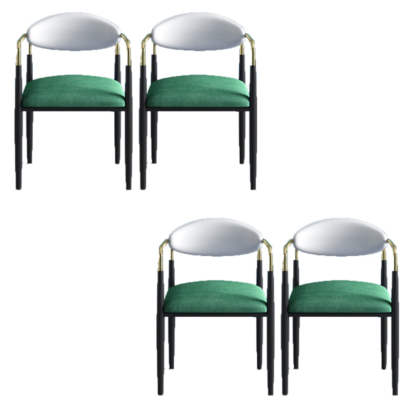 Glam -arm stoel metalen benen open achterste eetkamerstoel voor thuisgebruik