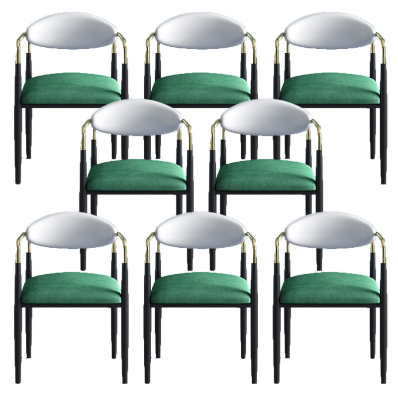 Glam -arm stoel metalen benen open achterste eetkamerstoel voor thuisgebruik