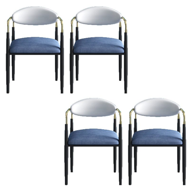 Glam -arm stoel metalen benen open achterste eetkamerstoel voor thuisgebruik