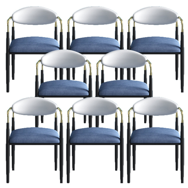 Glam -arm stoel metalen benen open achterste eetkamerstoel voor thuisgebruik