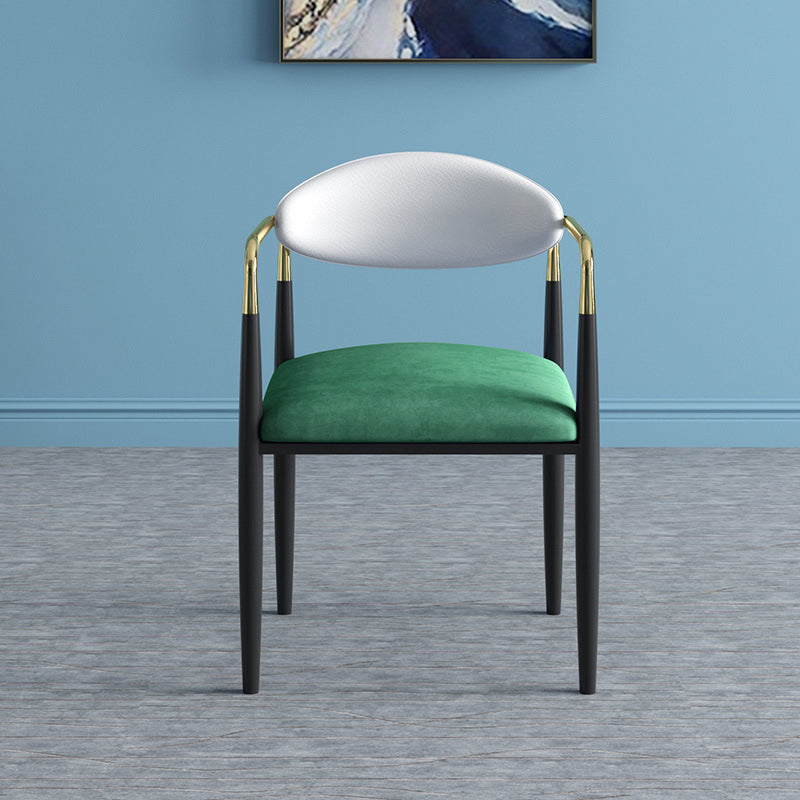 Glam -arm stoel metalen benen open achterste eetkamerstoel voor thuisgebruik