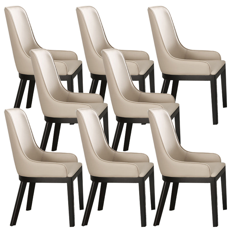 Moderne stijl faux lederen stoelen arm zijstoelen met houten benen voor thuisgebruik