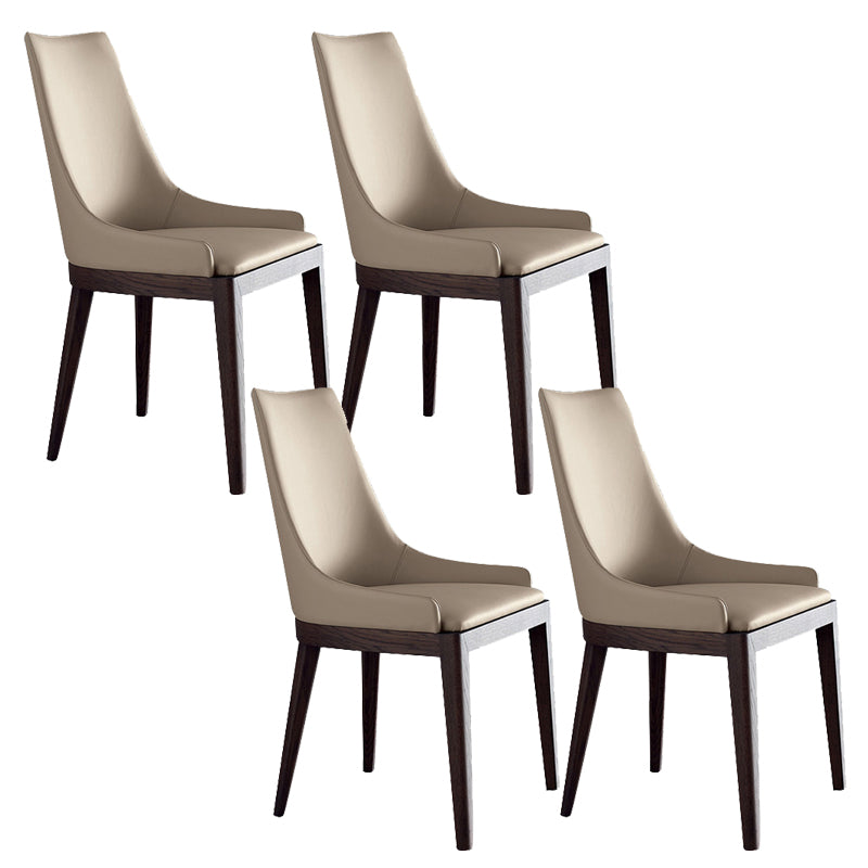 Moderne stijl faux lederen stoelen arm zijstoelen met houten benen voor thuisgebruik