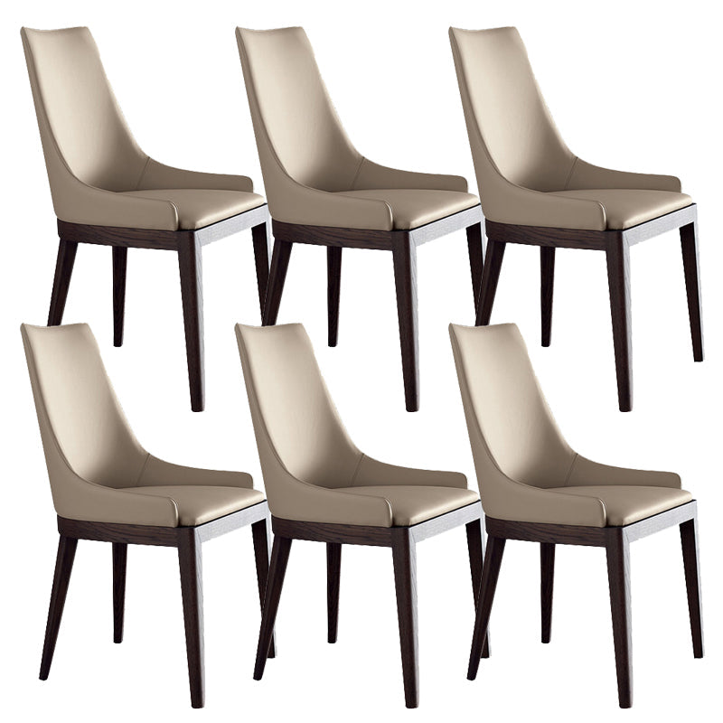 Moderne stijl faux lederen stoelen arm zijstoelen met houten benen voor thuisgebruik