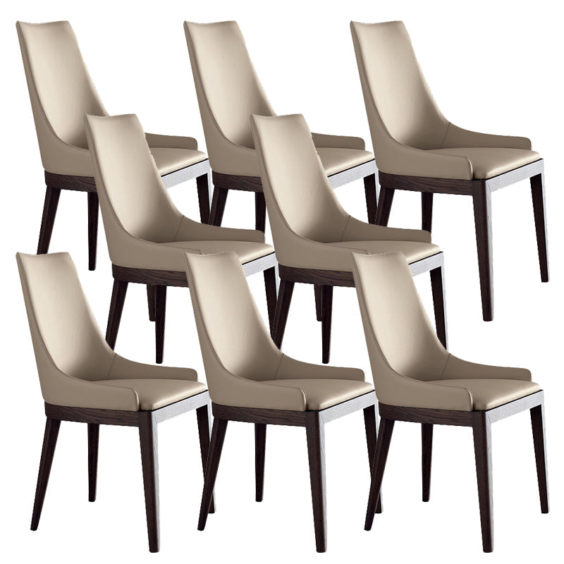 Moderne stijl faux lederen stoelen arm zijstoelen met houten benen voor thuisgebruik