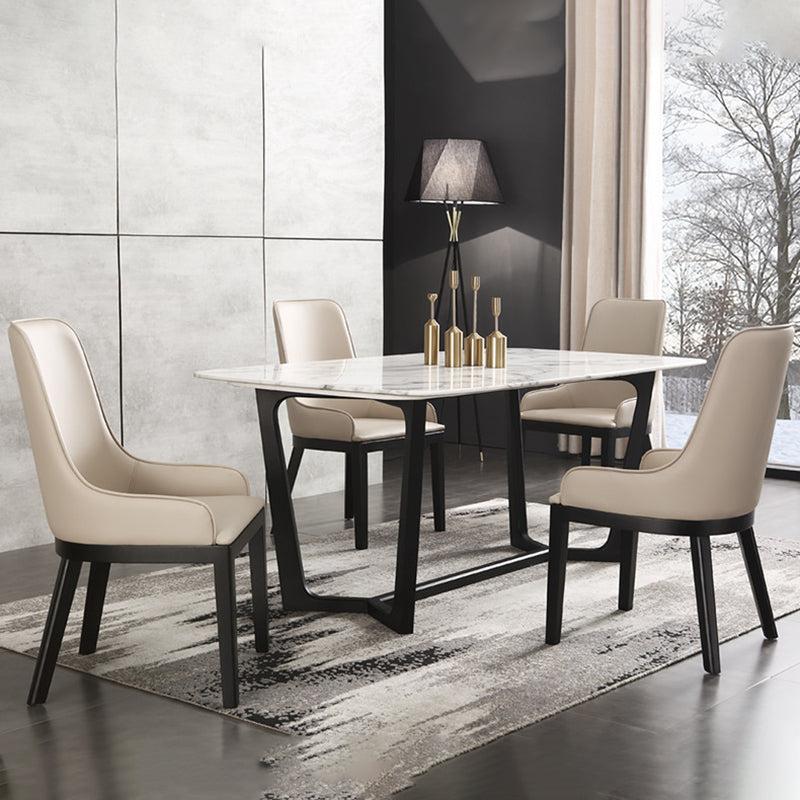 Moderne stijl faux lederen stoelen arm zijstoelen met houten benen voor thuisgebruik