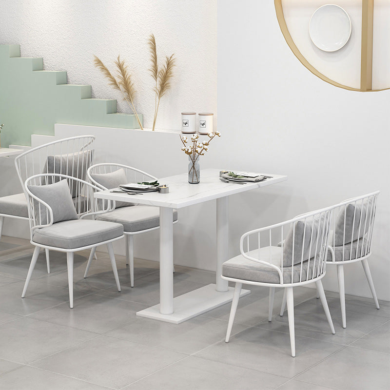 Sillas de comedor tapizadas contemporáneas sillas de brazo trasero en blanco