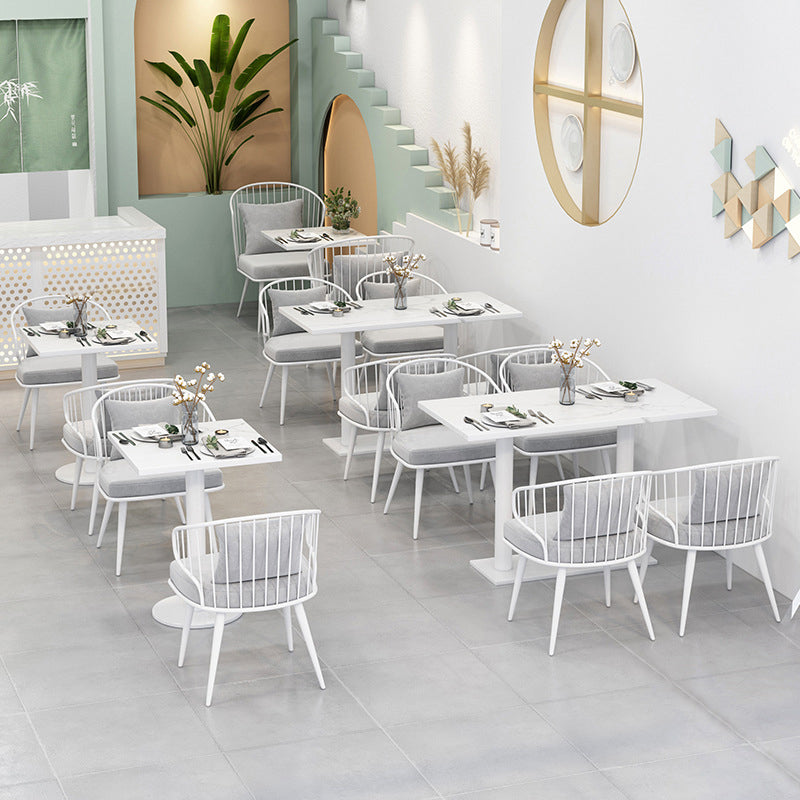 Sillas de comedor tapizadas contemporáneas sillas de brazo trasero en blanco