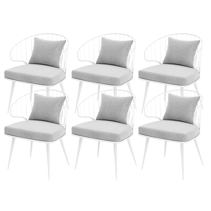 Sillas de comedor tapizadas contemporáneas sillas de brazo trasero en blanco
