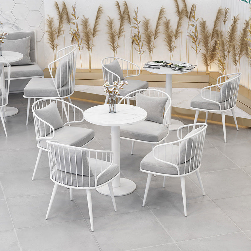 Sillas de comedor tapizadas contemporáneas sillas de brazo trasero en blanco