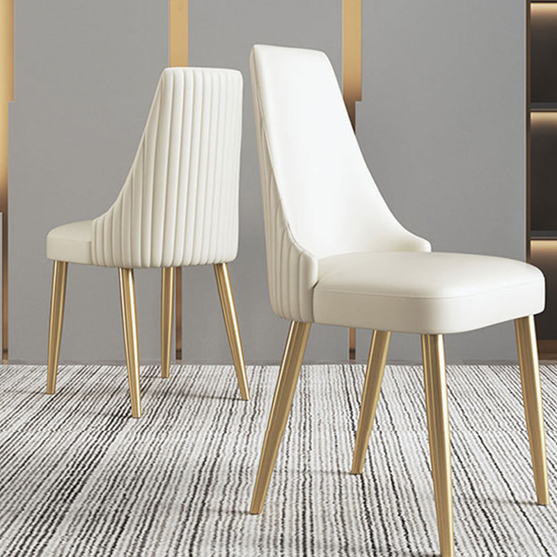 Glam Style Faux Leather Chair Armless Side Chairs with Metal Legs Clearhalo 'Dining Chairs' 'Dining Tables & Seating' 'dining_chair' 'furn' 'furn_dining_chair' 'Furniture' 'Kitchen & Dining Furniture' 6390795