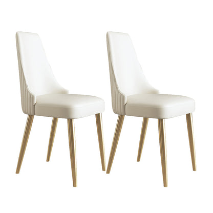 Glam Style Faux Leather Chair Armless Side Chairs with Metal Legs 2 Piece Set Clearhalo 'Dining Chairs' 'Dining Tables & Seating' 'dining_chair' 'furn' 'furn_dining_chair' 'Furniture' 'Kitchen & Dining Furniture' 6390796