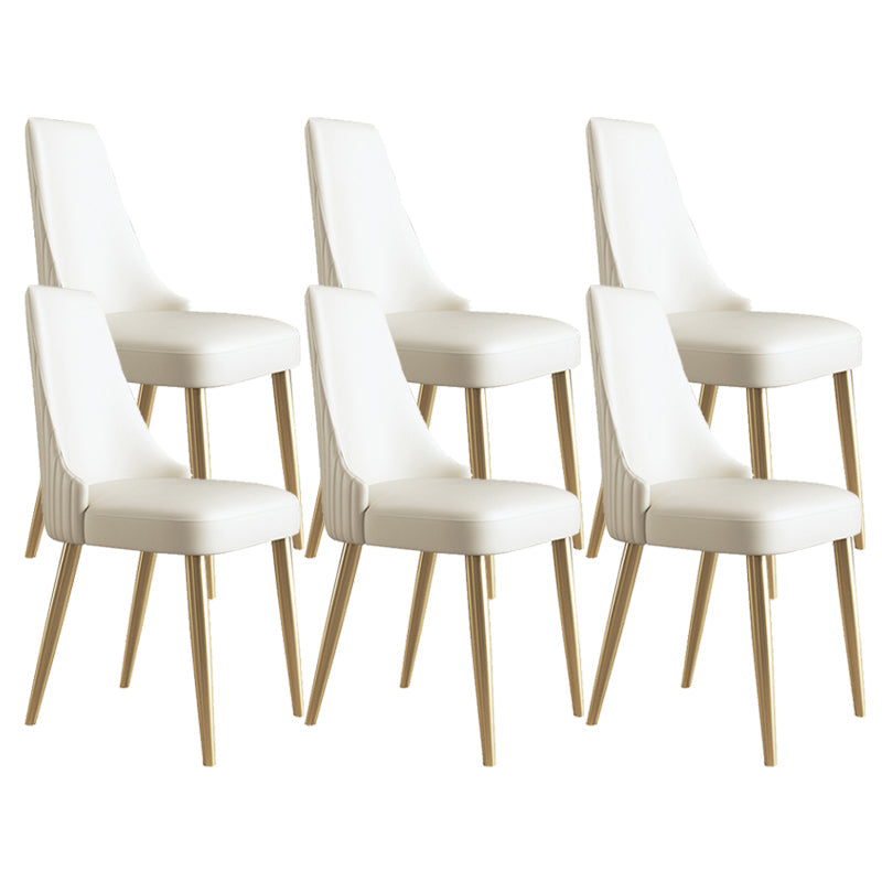 Glam Style Faux Leather Chair Armless Side Chairs with Metal Legs 6 Piece Set Clearhalo 'Dining Chairs' 'Dining Tables & Seating' 'dining_chair' 'furn' 'furn_dining_chair' 'Furniture' 'Kitchen & Dining Furniture' 6390799
