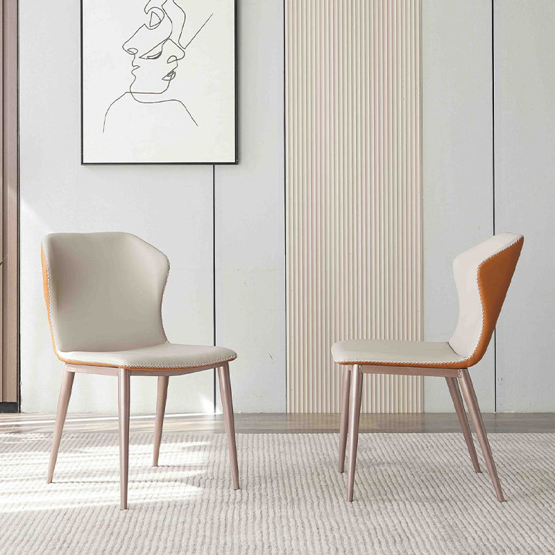Contemporary Wingback Side Chairs Armless Side Chairs with Metal Legs