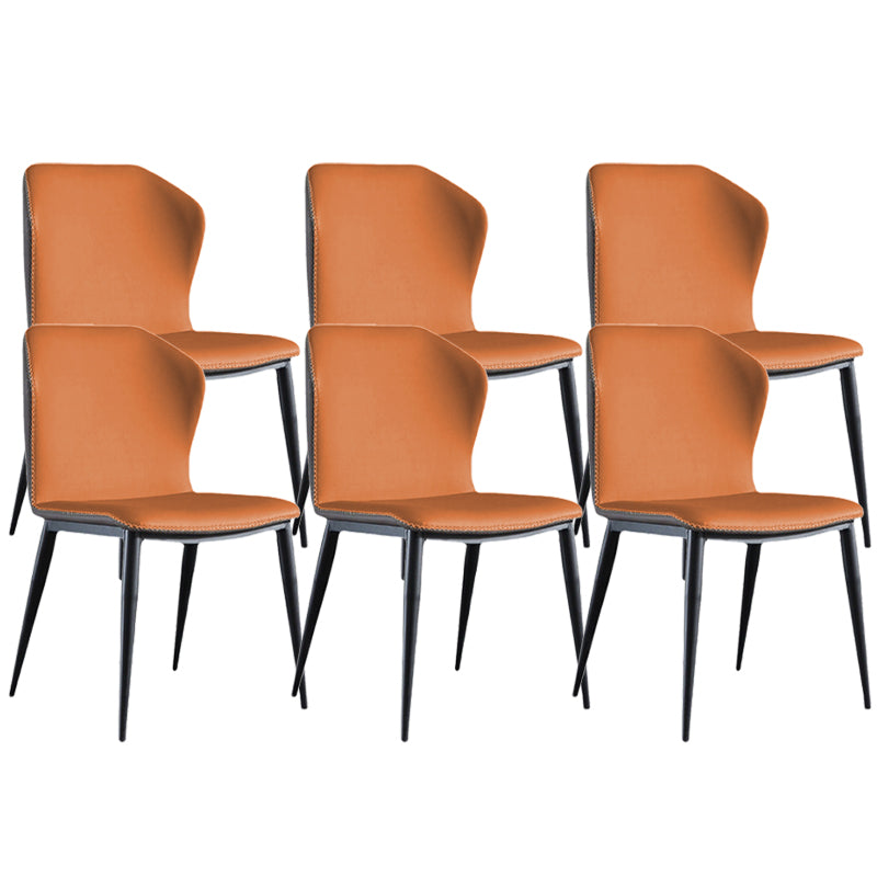 Contemporary Wingback Side Chairs Armless Side Chairs with Metal Legs