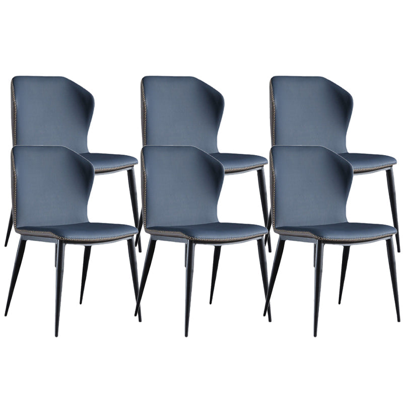 Contemporary Wingback Side Chairs Armless Side Chairs with Metal Legs