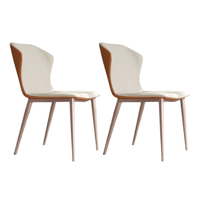 Contemporary Wingback Side Chairs Armless Side Chairs with Metal Legs