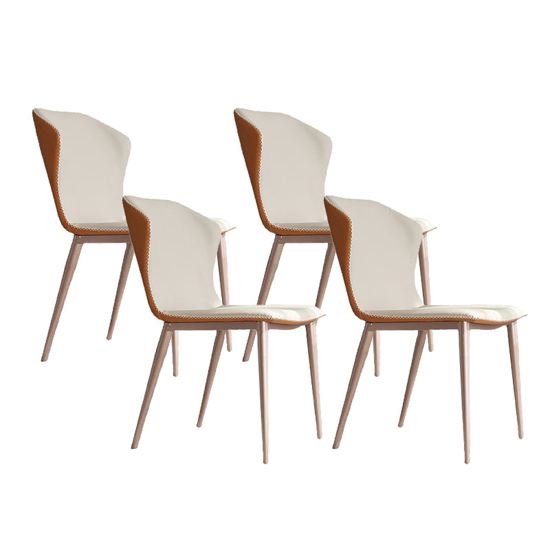 Contemporary Wingback Side Chairs Armless Side Chairs with Metal Legs
