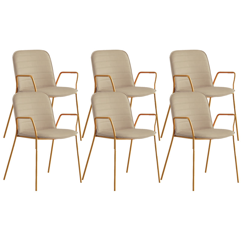 Glam Style Faux Leather Chair Arm Side Chairs with Metal Legs for Home Use Grey 6 Piece Set Clearhalo 'Dining Chairs' 'Dining Tables & Seating' 'dining_chair' 'furn' 'furn_dining_chair' 'Furniture' 'Kitchen & Dining Furniture' 6390850