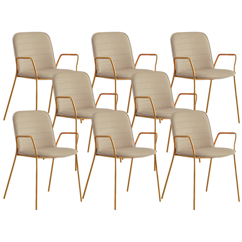 Glam Style Faux Leather Chair Arm Side Chairs with Metal Legs for Home Use Grey 8 Piece Set Clearhalo 'Dining Chairs' 'Dining Tables & Seating' 'dining_chair' 'furn' 'furn_dining_chair' 'Furniture' 'Kitchen & Dining Furniture' 6390851