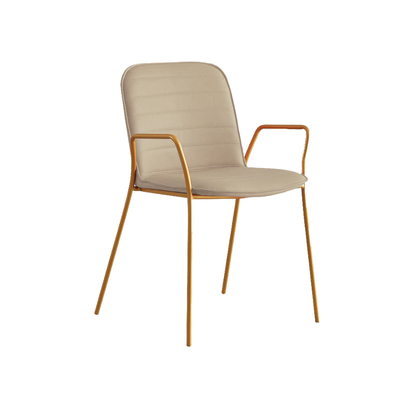 Glam Style Faux Leather Chair Arm Side Chairs with Metal Legs for Home Use Clearhalo 'Dining Chairs' 'Dining Tables & Seating' 'dining_chair' 'furn' 'furn_dining_chair' 'Furniture' 'Kitchen & Dining Furniture' 6390854