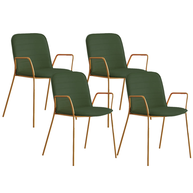 Glam Style Faux Leather Chair Arm Side Chairs with Metal Legs for Home Use Blackish Green 4 Piece Set Clearhalo 'Dining Chairs' 'Dining Tables & Seating' 'dining_chair' 'furn' 'furn_dining_chair' 'Furniture' 'Kitchen & Dining Furniture' 6390855