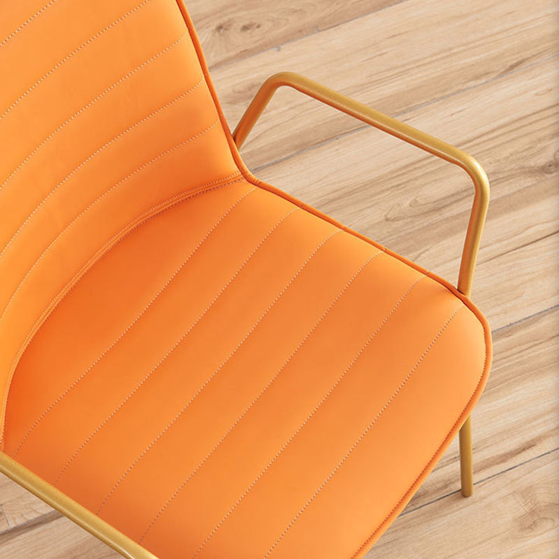 Glam Style Faux Leather Chair Arm Side Chairs with Metal Legs for Home Use Clearhalo 'Dining Chairs' 'Dining Tables & Seating' 'dining_chair' 'furn' 'furn_dining_chair' 'Furniture' 'Kitchen & Dining Furniture' 6390856