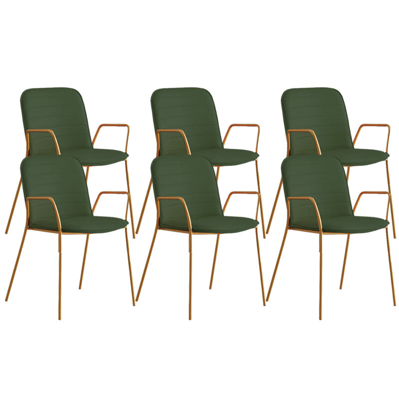 Glam Style Faux Leather Chair Arm Side Chairs with Metal Legs for Home Use Blackish Green 6 Piece Set Clearhalo 'Dining Chairs' 'Dining Tables & Seating' 'dining_chair' 'furn' 'furn_dining_chair' 'Furniture' 'Kitchen & Dining Furniture' 6390857